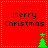 Red square icon with green dotted border displaying 'Merry Christmas' text and a small green tree that alternates between two positions.