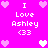 Pixelated icon with bright pink background displaying 'I Love Ashley <33' text and heart symbols in white and light pink.