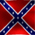 Confederate battle flag design in red, white, and blue with stars on a gray background