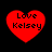 Four red heart shapes with black text "Love Kelsey" on a black background, arranged in two of two