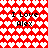 Red pixelated background with repeating heart pattern and four identical text blocks reading "I Love Alex" in black font.