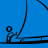 Animated stick figure on blue background performs repetitive motion with curved black line and horizontal bar.