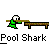 Animated contact sheet showing a green stick figure playing pool across multiple frames with changing ball positions and scattered effects.