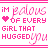 A static contact sheet of 19 frames from an animated AIM buddy icon featuring pink text repeating "I'M JEALOUS OF EVERY GIRL THAT HUGGED YOU" and "CAUSE THAT MOMENT SHE HELD MY ENTIRE WORLD."