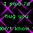 Green text on black background with purple pattern, repeating phrases 'I said I'd hug you don't know' in pixelated font