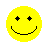 Six yellow pixelated smiley faces arranged in two of three, each with distinct mouth expressions from smiling to various grins and teeth displays