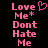 Pixelated pink text on black background with a heart symbol above the text, showing two states of the same icon.