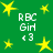 Green background with yellow stars and repeated white text reading "RBC Girl <3" in four locations.