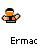 Pixel art character with orange torso, black sleeves, and white headband in multiple poses above gray background text.