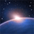A static pixelated image depicts a bright light source emitting a glowing gradient across a dark blue background with scattered white dots resembling stars.