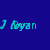 Blue background with cyan text displaying 'Ryan' and 'I love' in various arrangements