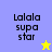 Pixelated text 'Lalala supa star' appears on two colored backgrounds with a star icon changing color between frames.