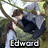 Animated sequence showing two figures in a grassy outdoor setting with text labels changing across frames.