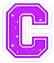 Two purple 'C' letters with white outlines and small plus signs on a gray background, differing in internal spacing.