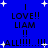 Blue background with white stars and repeated black text reading "I LOVE!! LIAM !! ALL!!!!!..!!!" in pixelated font.