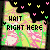 Pixelated icon with green and pink background, black top border with small hearts, text "WAIT RIGHT HERE FOR YOUR" in white pixel font.