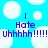 Blue background with white circles and purple text reading "Hate Uhhhhh!!!!!" repeated twice.