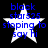 Four identical pixelated white stars on black background with blue text reading 'black star525 stoping to say hi' overlaid, each star has slight variation in text rendering.