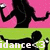 Black silhouette figures on pink and green backgrounds with partial text reading 'dance' and '31'.