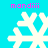 Four white pixelated snowflakes on a cyan background with pink text reading 'mandiii' above and below each snowflake.