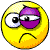 Yellow circular face with purple eye, white eye, and downturned mouth in six showing eye movement