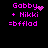 Four identical display pink text on black background with animated pixel changes near 'Gabby' text