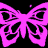 Six neon-colored butterfly silhouettes arranged in two on a black background, each with distinct wing patterns and color variations