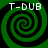 Four identical green and black spiral patterns arranged in a with white text "T-DUB" above each spiral