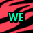 Four- with zebra-stripe backgrounds in red/black, pink/white, and light pink/black; green 'WE' text on top-left, green 'R' on top-right, red 'CV' on bottom-left