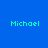 Blue background with six instances of the name 'Michael' in cyan text, arranged across white rectangular shapes.