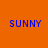 Four quadrants display the word 'SUNNY' in blue pixelated text against orange and yellow backgrounds.
