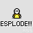 Pixelated cartoon character in yellow shirt with speech bubble reading EXPLDING? above, followed by explosion animation sequence showing fire and debris.
