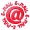Red @ symbol surrounded by repeating 'E-MAIL' text in circular arrangement, displayed across multiple animated frames showing rotation and perspective shifts.