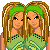 Pixel art contact sheet showing a 3x2 grid of frames from an animated icon featuring two identical female characters in green outfits with white pants, displaying different body parts across frames and text reading "Best Friends" at the bottom left.
