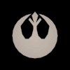 A circular icon with a stylized bird-like symbol inside, displayed in grayscale variations across showing rotation and perspective changes