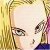 Pixelated close-up of a person's face with light skin, dark eyes, and blonde hair against a yellowish background.