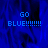 Blue background with pixelated text reading 'GO BLUE!!!!!!!' in three separate , one partially obscured by a gray rectangle