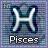 Four identical pixelated icons display the Pisces zodiac symbol with 'Pisces' text below, arranged in a on a blue-gray checkered background