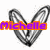 A static image with four distinct sections: a black heart outline, orange text reading 'Michelle', purple and orange text reading 'love', and a small purple heart on an orange background.