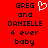 Red background with black pixelated text reading 'GREG and DANIELLE 4 ever baby' and a white pixelated heart symbol above 'GREG' on the left side.