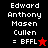 Pixelated text displays 'Edward Anthony Masen Cullen = BFFL' with star symbols on black and red backgrounds.
