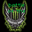 Green and silver Monster Energy drink logo with winged design, text changes across frames.