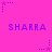 A static image with a bright pink background featuring repeated purple text "SHARRA" and small purple star icons with dotted lines.