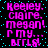 Pixelated text in bright pink and cyan on black background, repeating names 'Reeley. Claire. Megan!' with 'r my... BTLR!' below.