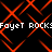 Red diamond lattice pattern on black background with repeated white text "Foyet ROCKS" in two horizontal bands.
