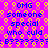 A static image with a bright purple background patterned with yellow and orange circular shapes, displaying blue text reading "OMG someone special who cld B???????" in two identical vertical