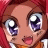 A 48x48 pixel buddy icon featuring a close-up of an anime-style character with red hair and purple eyes on the left, paired with
