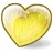 A heart-shaped icon with a yellow gradient fill and brown outline, rendered in pixelated style against white background.