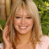 four showing a person with blonde hair in various poses and expressions, including text overlays on purple backgrounds