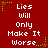 A 3x2 contact sheet of six animated frames showing a repeating text pattern on a red background with green star accents.